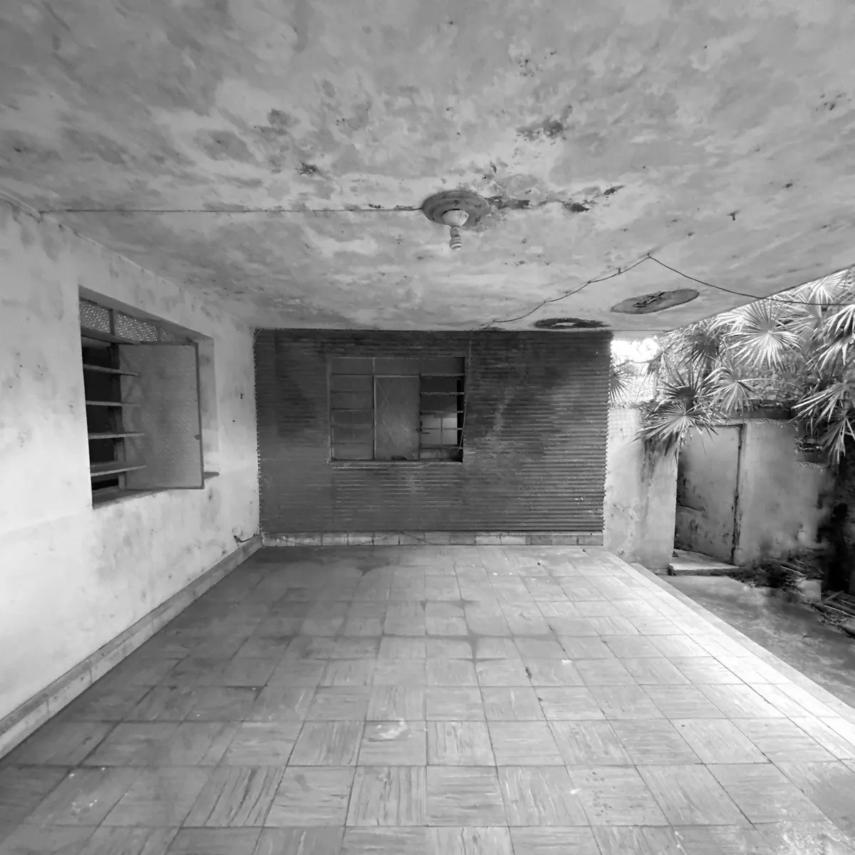 Covered space before renovation